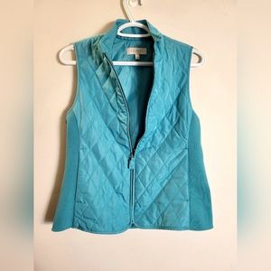 Talbots Full Zip Quilted Vest Women's PetiteTurquoise Lined